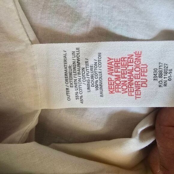 Mini Boden |Childs White Floral Lin/Ctn Dress, Slvls, Piped Neck & Armhole, 5-6Y - Picture 10 of 10